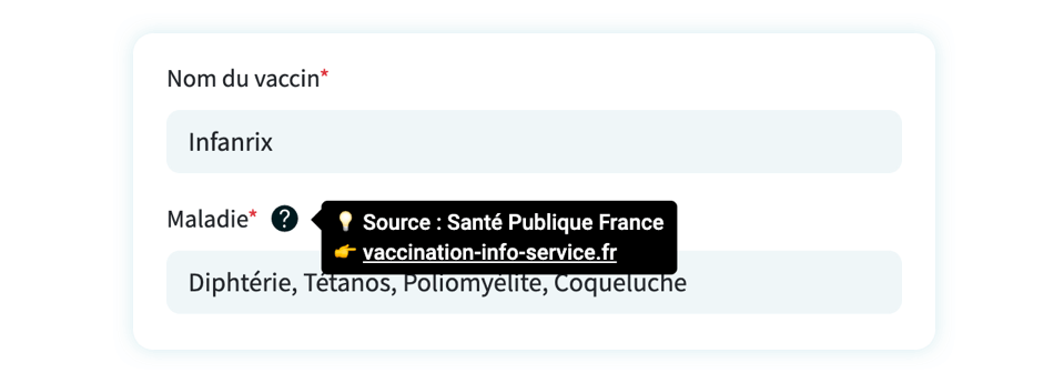 Nouvelle mise en page de l’écran Ajouter une vaccination
